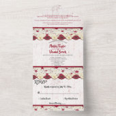 バーグンディエレガントフローラフレームボホサマー結婚ズ オールインワン招待状 (内側)