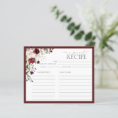 バーグンディエレガントフローラブライダルシャワーレシピカード (スタンド正面)