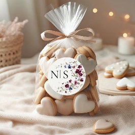 バーグンディエレガントフローラモノグラムイニシャル結婚ズ ラウンドシール