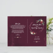 バーグンディエレガントフローラ幾何学的結婚式 プログラム (スタンド正面)