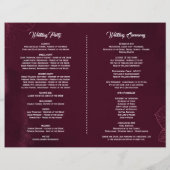 バーグンディエレガントフローラ幾何学的結婚式 プログラム (裏面)