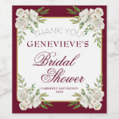 バーグンディエレガントフローラ金ゴールドブライダルシャワー賛成 ワインラベル (シングルラベル)