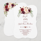 バーグンディエレガントマルサラフローラブランチ&バブリー 招待状 (正面/裏面)