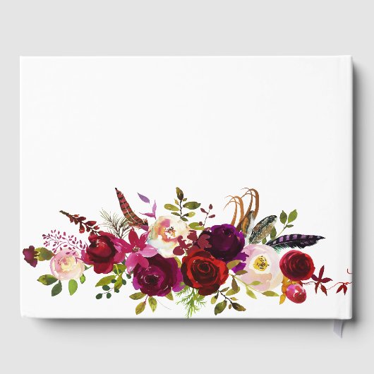 バーグンディエレガントマルサラボヘミアンフローラ結婚ズ ゲストブック (裏面)