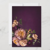 バーグンディエレガントムーディフローラスクリプトブライダルブランチ 招待状 (裏面)