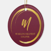 バーグンディエレガントモノグラムゴルフ セラミックオーナメント (左)
