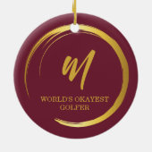 バーグンディエレガントモノグラムゴルフ セラミックオーナメント (裏面)