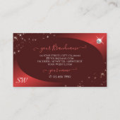 バーグンディエレガントレッドグリッタースターズジュエルズモノグラム 名刺 (裏面)