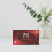 バーグンディエレガントレッドグリッタースターズ宝石ロゴを追加 名刺 (スタンド正面)