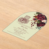 バーグンディエレガントレッドローゼスフローライスラム アクリル招待状 (レイダウン)