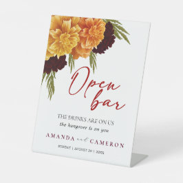 バーグンディエレガントレッド「マリゴールド」オープンバーズ結婚 台座サイン