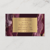 バーグンディエレガントワインレッド&金ゴールドアガテラグジュアリー 名刺 (裏面)