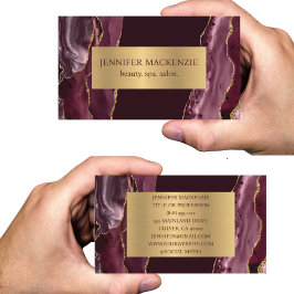 バーグンディエレガントワインレッド&金ゴールドアガテラグジュアリー 名刺