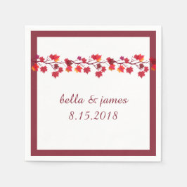 バーグンディエレガント秋の結婚式紙ナプキンズ スタンダードカクテルナプキン