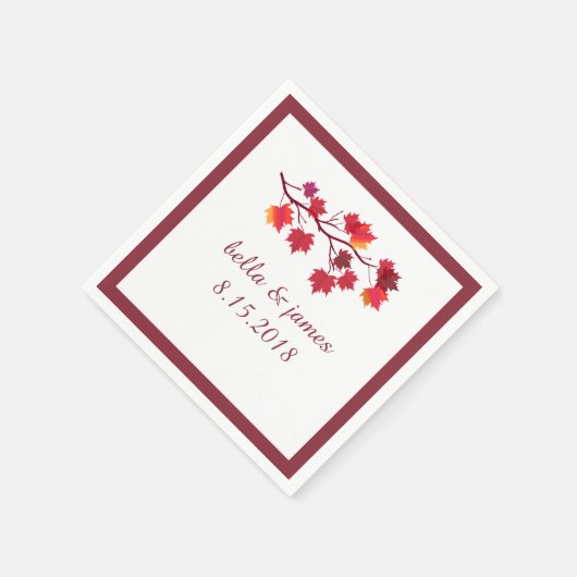 バーグンディエレガント秋秋のリーフ紙ナプキンズ スタンダードカクテルナプキン (角)