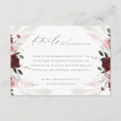 バーグンディエレガント赤面ピンクローズフローラズ結婚 エンクロージャーカード (正面)