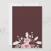 バーグンディエレガント赤面ピンクローズフローラズ結婚 サンキューカード (裏面)