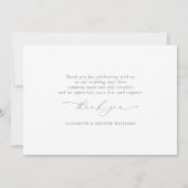 バーグンディエレガント赤面ピンクローズフローラズ結婚 サンキューカード (裏面)