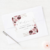 バーグンディエレガント赤面ピンクローズフローラズ結婚 スクエアシール (封筒)