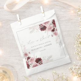 バーグンディエレガント赤面ピンクローズフローラズ結婚 フェイバーバッグ