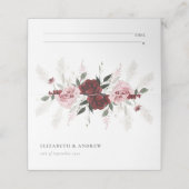 バーグンディエレガント赤面ピンクローズフローラズ結婚 プレイスカード (外部開封)