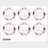 バーグンディエレガント赤面ピンクローズフローラズ結婚 ラウンドシール (シート)