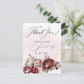 バーグンディエレガント赤面フローラスウィート16サンキュー ポストカード (スタンド正面)