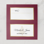 バーグンディエレガント金ゴールドウィンターホリデー結婚ズ プレイスカード (外部開封)