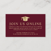 バーグンディエレガント金ゴールドオンライン卒業パーティー エンクロージャーカード (正面)