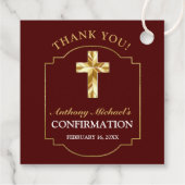 バーグンディエレガント金ゴールドクロスボーイズ確認 フェイバータグ (裏面)