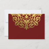 バーグンディエレガント金ゴールドマンダラインディアンウェディングRSVP 出欠カード (裏面)