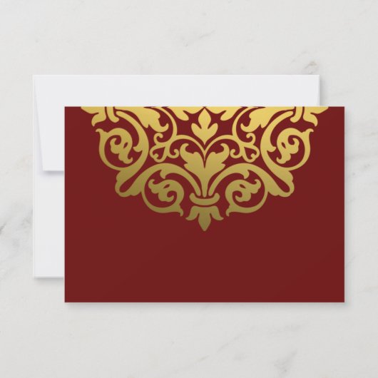 バーグンディエレガント金ゴールドマンダラインディアンウェディングRSVP 出欠カード (裏面)