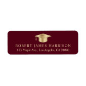 バーグンディエレガント金ゴールド卒業差出人住所 ラベル (正面)