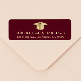 バーグンディエレガント金ゴールド卒業差出人住所 ラベル