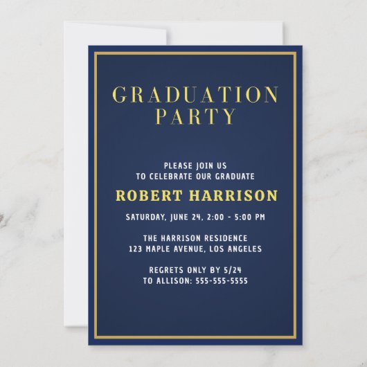 バーグンディエレガント金ゴールド大学の卒業パーティー 招待状 (裏面)