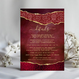 バーグンディエレガント&金ゴールドアゲート結婚ト詳細 エンクロージャーカード