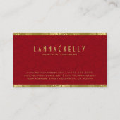 バーグンディエレガント&金ゴールドヴィンテージフローラダマスク 名刺 (裏面)