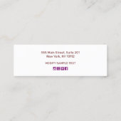 バーグンディカラフルフローラボーホイヤリングディスプレイ スキニー名刺 (裏面)