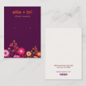 バーグンディカラフルフローラボーホイヤリングディスプレイ 名刺 (正面/裏面)