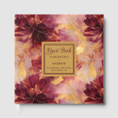 バーグンディスタイリッシュ赤面金ゴールド結婚ズゲストブック ゲストブック (正面)