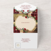 バーグンディスペインのフローラウッドミ素朴ーカンス オールインワン招待状 (外側)