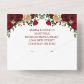 バーグンディスペインのフローラウッドミ素朴ーカンス オールインワン招待状 (裏面)