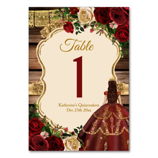 バーグンディスペインのフローラウッドミ素朴ーカンス テーブルナンバー (正面)