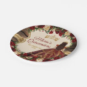 バーグンディスペインのフローラウッドミ素朴ーカンス ペーパープレート (アングル)