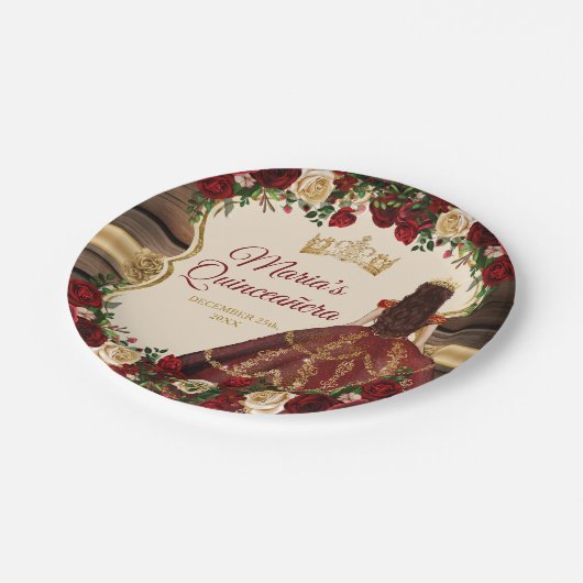 バーグンディスペインのフローラウッドミ素朴ーカンス ペーパープレート (アングル)