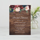 バーグンディネイビー赤面ウ素朴ッドブライダルシャワー 招待状 (スタンド正面)