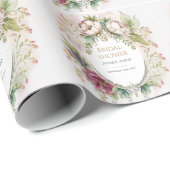 バーグンディパーソナライズされたエレガントブライダルシャワー ラッピングペーパー (ロールコーナー)