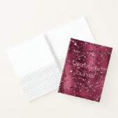 バーグンディパーソナライズされたグリッター、感謝ジャーナル ノートブック (内部)