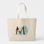 バーグンディパーソナライズされたフローラMブライダルシャワーギフト ラージトートバッグ (裏面)