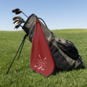 バーグンディパーソナライズされたレッド ゴルフタオル (グリーン)